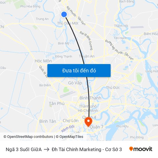 Ngã 3 SuốI GiữA to Đh Tài Chính Marketing - Cơ Sở 3 map