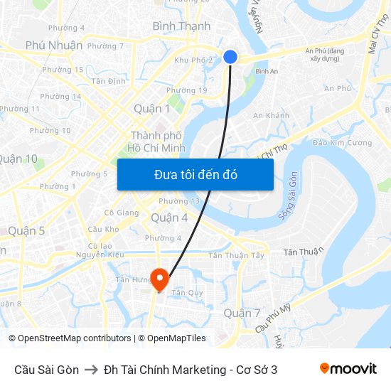 Cầu Sài Gòn to Đh Tài Chính Marketing - Cơ Sở 3 map