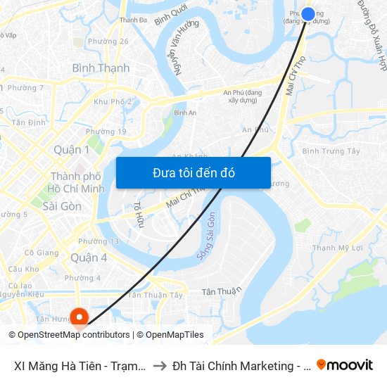 XI Măng Hà Tiên - Trạm Thu Phí to Đh Tài Chính Marketing - Cơ Sở 3 map