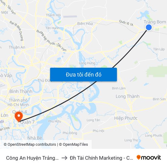 Công An Huyện Trảng Bom to Đh Tài Chính Marketing - Cơ Sở 3 map