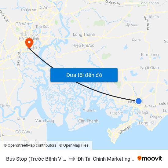 Bus Stop (Trước Bệnh Viện Bà Rịa) to Đh Tài Chính Marketing - Cơ Sở 3 map