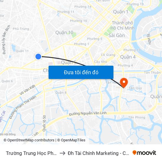 Trường Trung Học Phú Thọ to Đh Tài Chính Marketing - Cơ Sở 3 map