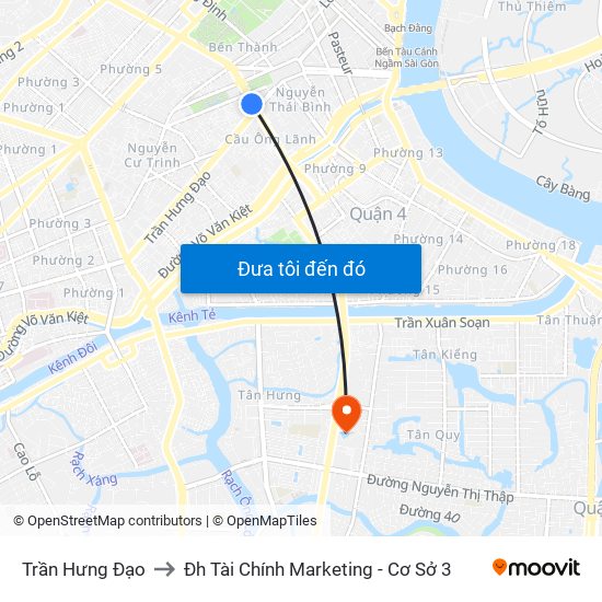 Trần Hưng Đạo to Đh Tài Chính Marketing - Cơ Sở 3 map