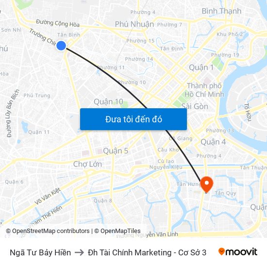 Ngã Tư Bảy Hiền to Đh Tài Chính Marketing - Cơ Sở 3 map