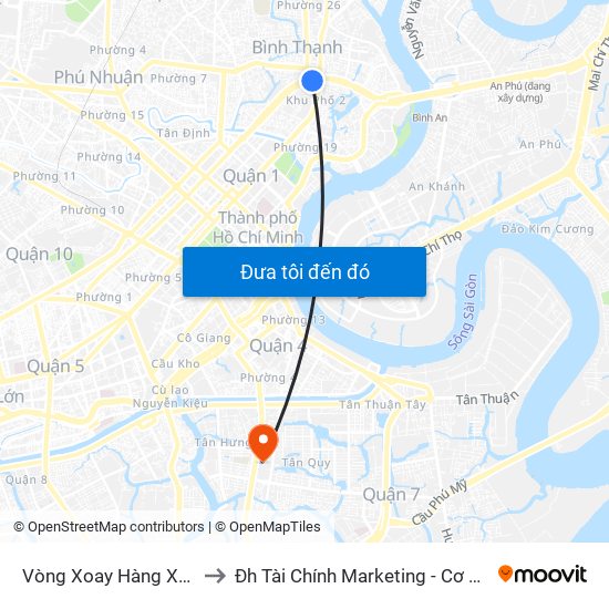 Vòng Xoay Hàng Xanh to Đh Tài Chính Marketing - Cơ Sở 3 map