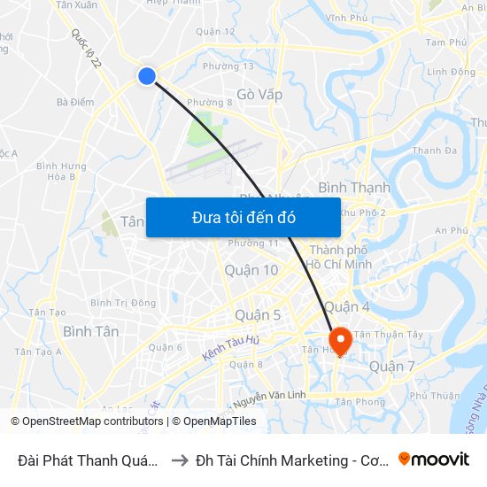 Đài Phát Thanh Quán Tre to Đh Tài Chính Marketing - Cơ Sở 3 map