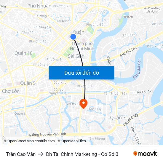 Trần Cao Vân to Đh Tài Chính Marketing - Cơ Sở 3 map