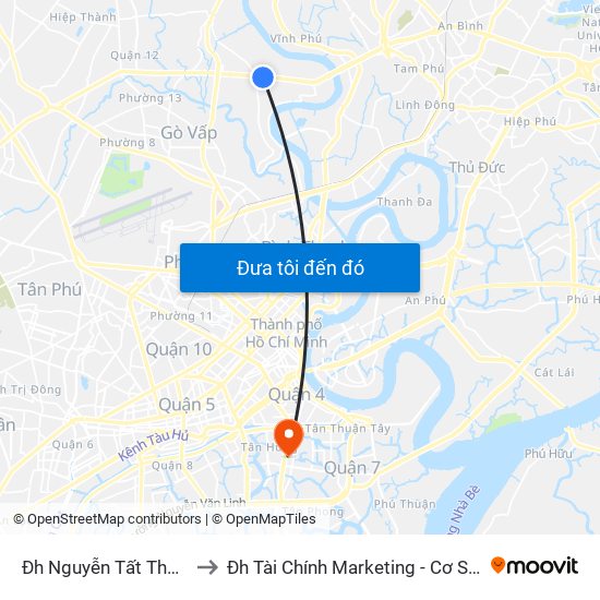 Đh Nguyễn Tất Thành to Đh Tài Chính Marketing - Cơ Sở 3 map