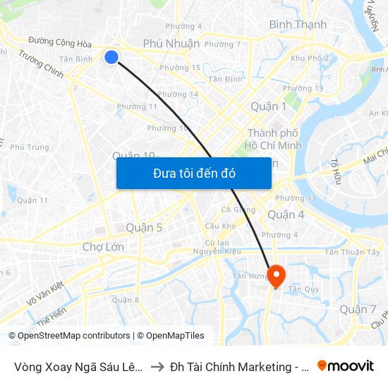 Vòng Xoay Ngã Sáu Lê Văn Sỹ to Đh Tài Chính Marketing - Cơ Sở 3 map