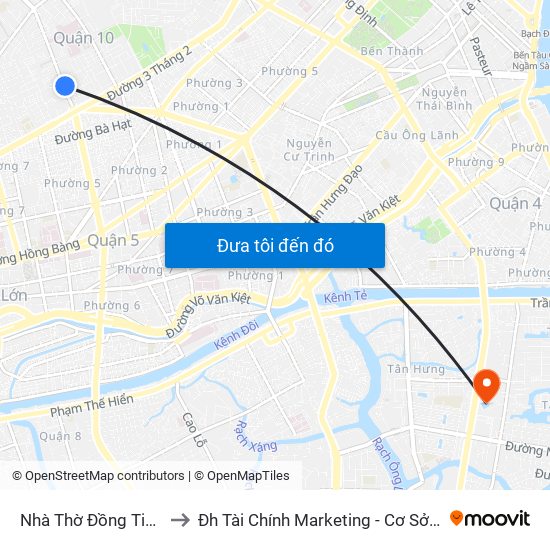 Nhà Thờ Đồng Tiến to Đh Tài Chính Marketing - Cơ Sở 3 map