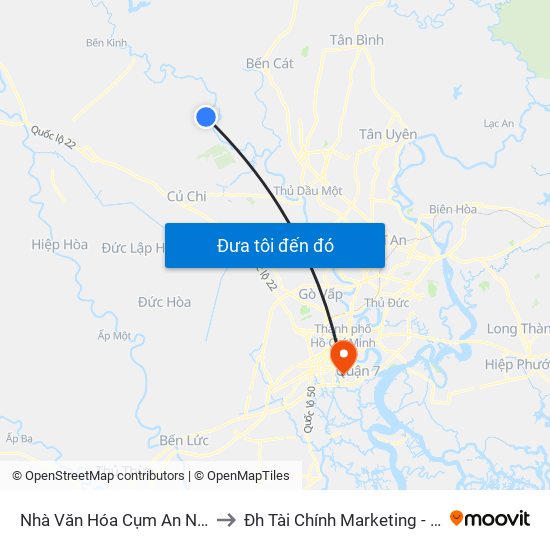 Nhà Văn Hóa Cụm An Nhơn Tây to Đh Tài Chính Marketing - Cơ Sở 3 map