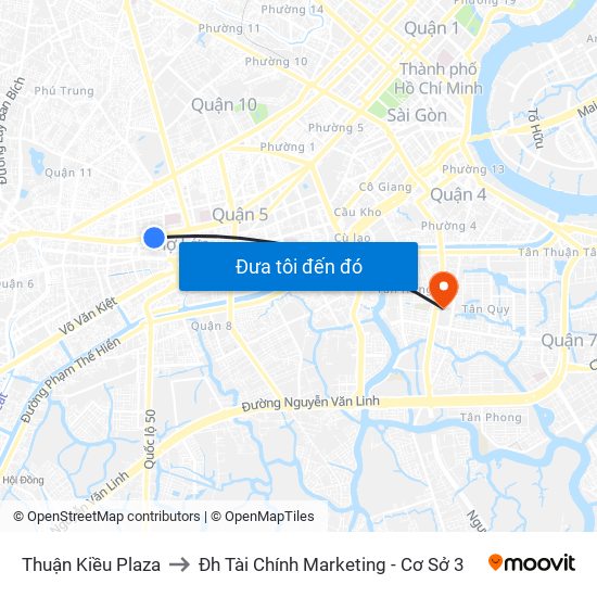 Thuận Kiều Plaza to Đh Tài Chính Marketing - Cơ Sở 3 map