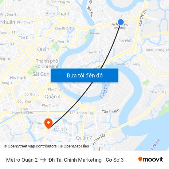 Metro Quận 2 to Đh Tài Chính Marketing - Cơ Sở 3 map