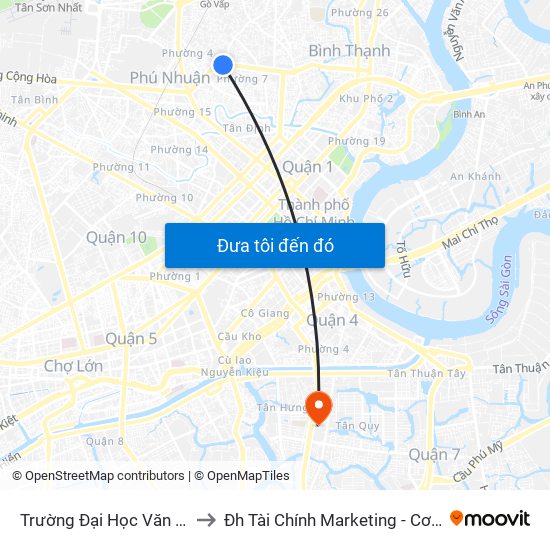 Trường Đại Học Văn Hiến to Đh Tài Chính Marketing - Cơ Sở 3 map