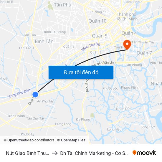 Nút Giao Bình Thuận to Đh Tài Chính Marketing - Cơ Sở 3 map