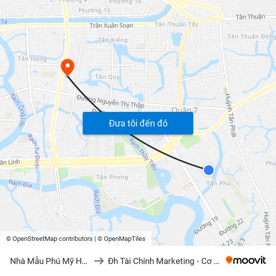 Nhà Mẫu Phú Mỹ Hưng to Đh Tài Chính Marketing - Cơ Sở 3 map