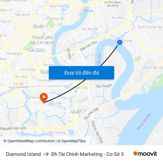 Diamond Island to Đh Tài Chính Marketing - Cơ Sở 3 map
