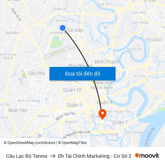 Câu Lạc Bộ Tennis to Đh Tài Chính Marketing - Cơ Sở 3 map