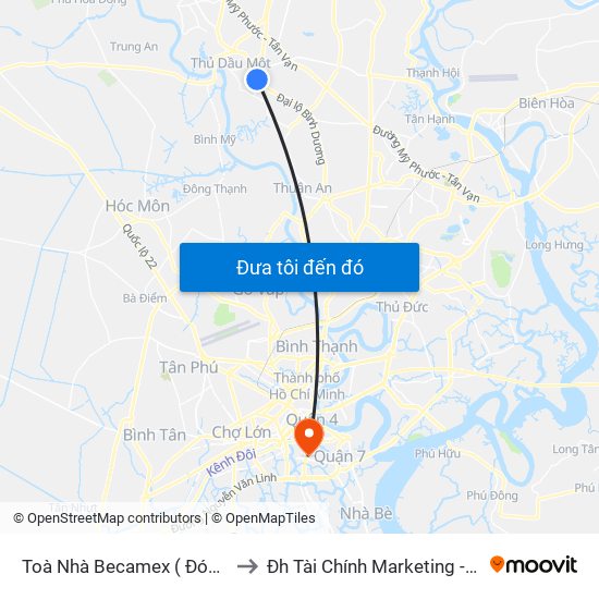 Toà Nhà Becamex ( Đón Khách) to Đh Tài Chính Marketing - Cơ Sở 3 map