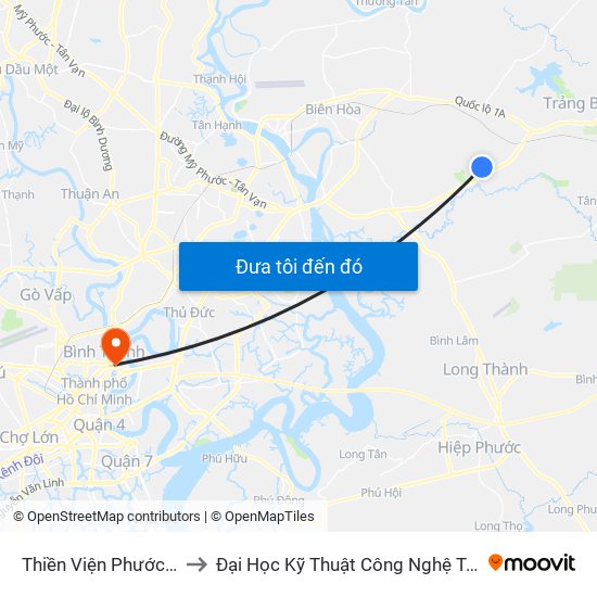 Thiền Viện Phước Sơn to Đại Học Kỹ Thuật Công Nghệ Tp.Hcm map