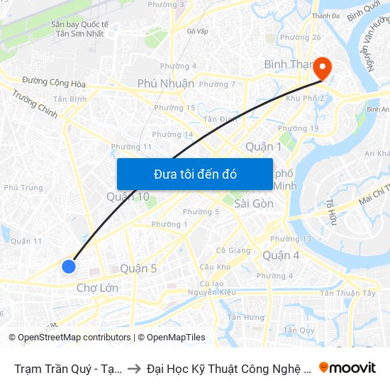 Trạm Trần Quý - Tạ Uyên to Đại Học Kỹ Thuật Công Nghệ Tp.Hcm map