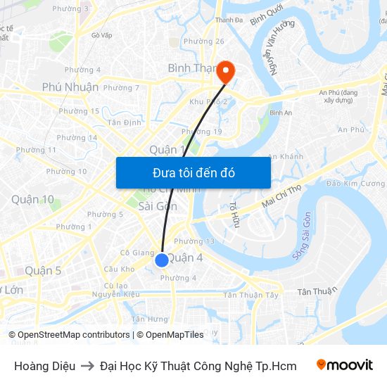 Hoàng Diệu to Đại Học Kỹ Thuật Công Nghệ Tp.Hcm map