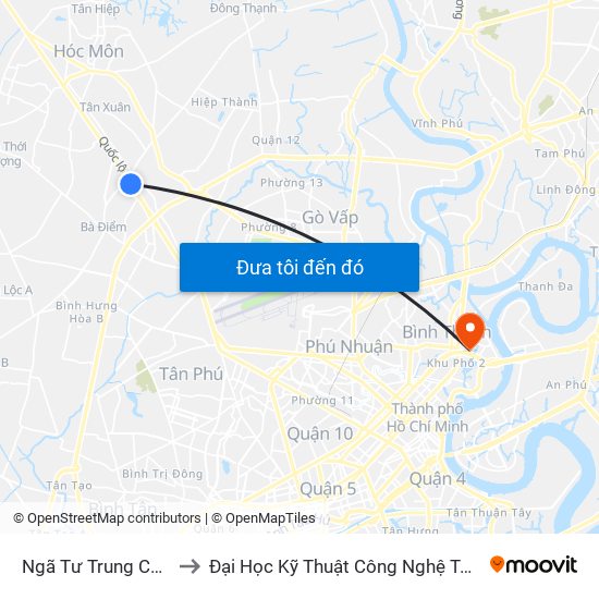 Ngã Tư Trung Chánh to Đại Học Kỹ Thuật Công Nghệ Tp.Hcm map