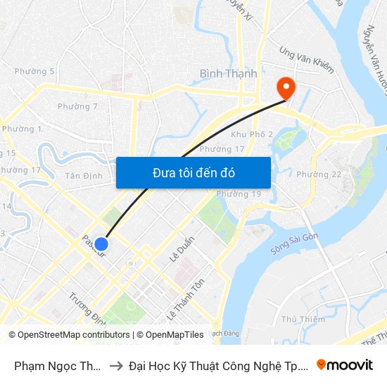 Phạm Ngọc Thạch to Đại Học Kỹ Thuật Công Nghệ Tp.Hcm map