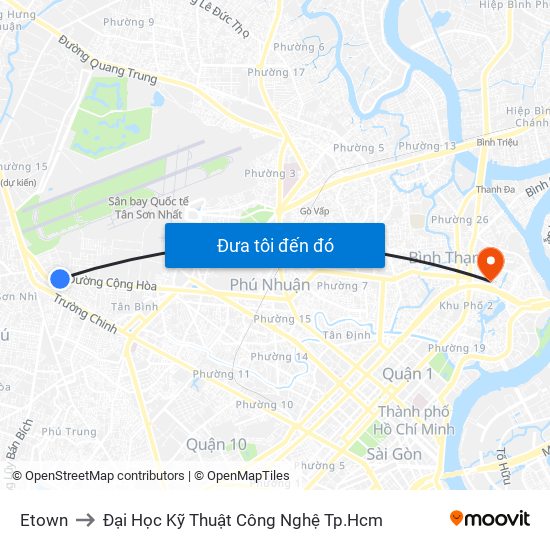 Etown to Đại Học Kỹ Thuật Công Nghệ Tp.Hcm map