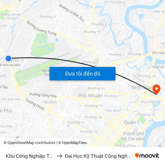 Khu Công Nghiệp Tân Bình to Đại Học Kỹ Thuật Công Nghệ Tp.Hcm map