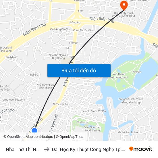 Nhà Thờ Thị Nghè to Đại Học Kỹ Thuật Công Nghệ Tp.Hcm map