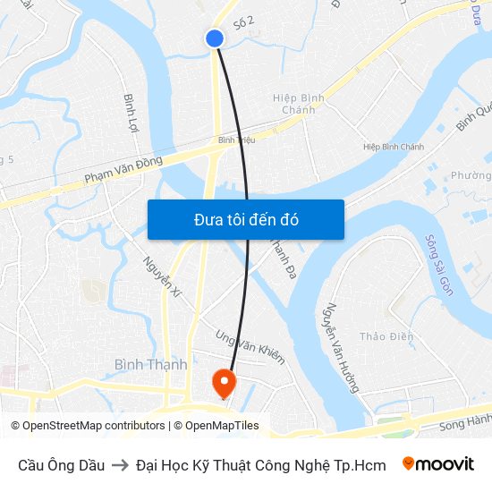 Cầu Ông Dầu to Đại Học Kỹ Thuật Công Nghệ Tp.Hcm map