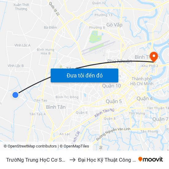 TrườNg Trung HọC Cơ Sở Lê Minh Xuân to Đại Học Kỹ Thuật Công Nghệ Tp.Hcm map