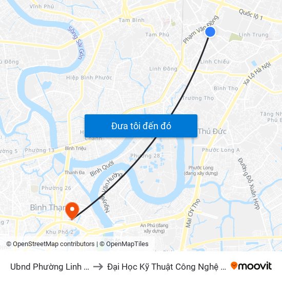 Ubnd Phường Linh Trung to Đại Học Kỹ Thuật Công Nghệ Tp.Hcm map