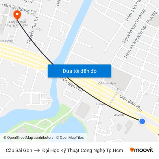 Cầu Sài Gòn to Đại Học Kỹ Thuật Công Nghệ Tp.Hcm map