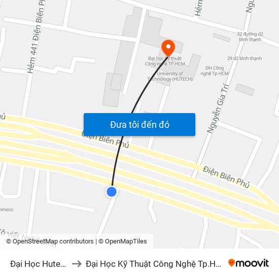 Đại Học Hutech to Đại Học Kỹ Thuật Công Nghệ Tp.Hcm map