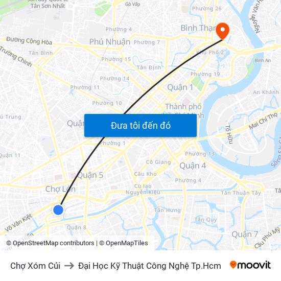 Chợ Xóm Củi to Đại Học Kỹ Thuật Công Nghệ Tp.Hcm map