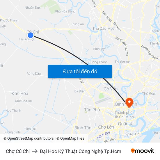 Chợ Củ Chi to Đại Học Kỹ Thuật Công Nghệ Tp.Hcm map