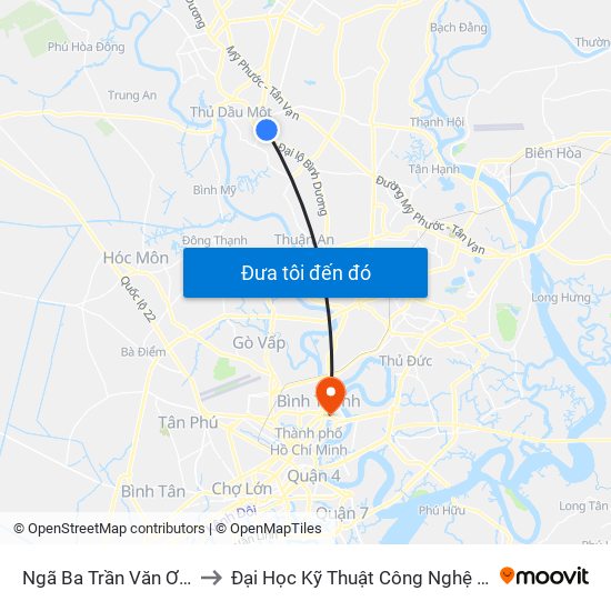 Ngã Ba Trần Văn Ơn - D1 to Đại Học Kỹ Thuật Công Nghệ Tp.Hcm map