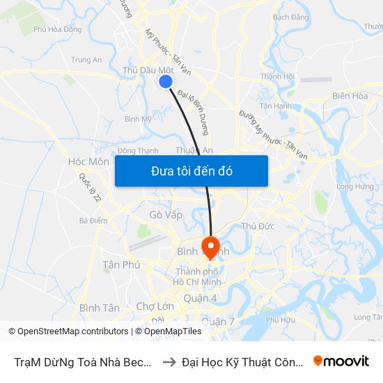 TrạM DừNg Toà Nhà Becamex (Trả Khách) to Đại Học Kỹ Thuật Công Nghệ Tp.Hcm map