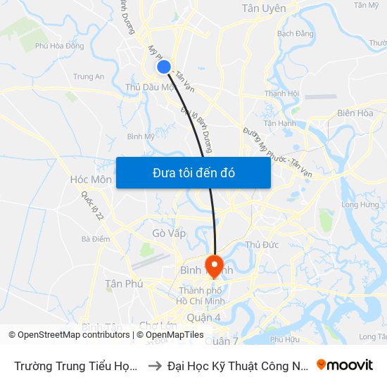 Trường Trung Tiểu Học Petrus Ký to Đại Học Kỹ Thuật Công Nghệ Tp.Hcm map