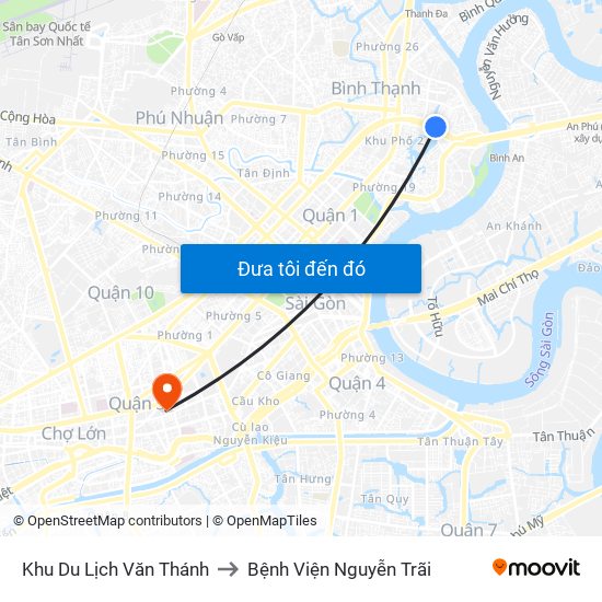 Khu Du Lịch Văn Thánh to Bệnh Viện Nguyễn Trãi map
