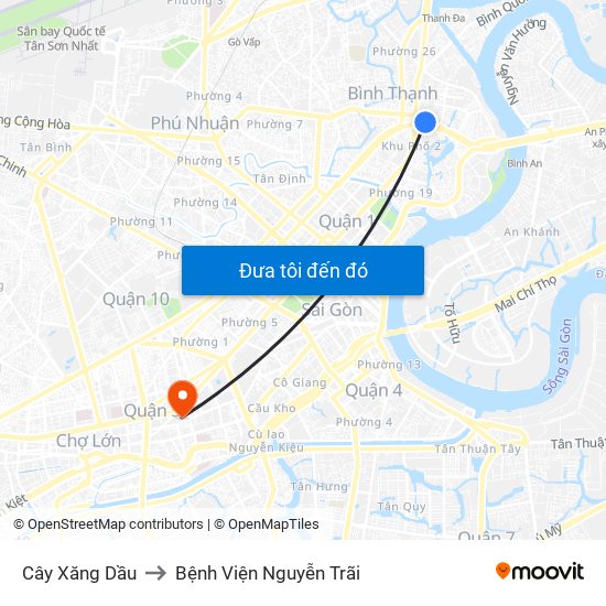 Cây Xăng Dầu to Bệnh Viện Nguyễn Trãi map