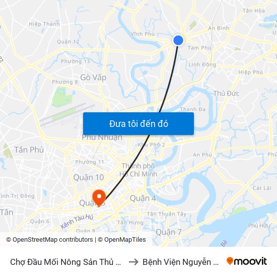 Chợ Đầu Mối Nông Sản Thủ Đức to Bệnh Viện Nguyễn Trãi map