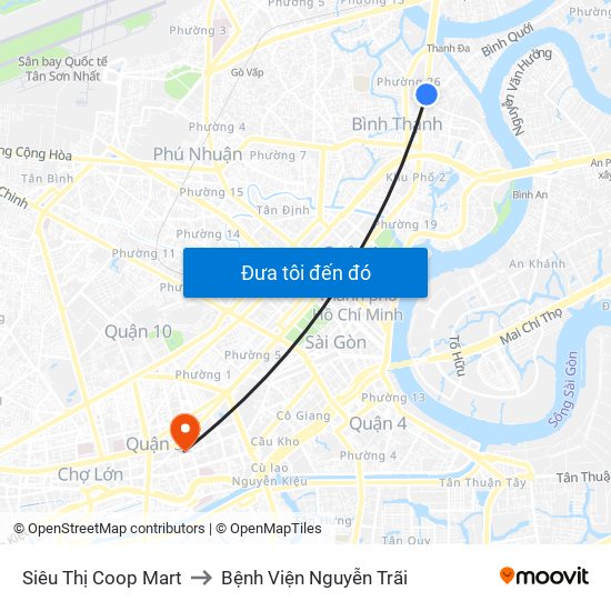 Siêu Thị Coop Mart to Bệnh Viện Nguyễn Trãi map