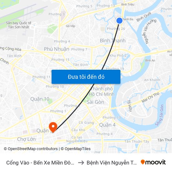 Cổng Vào - Bến Xe Miền Đông to Bệnh Viện Nguyễn Trãi map