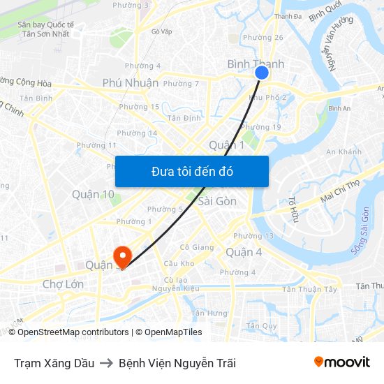 Trạm Xăng Dầu to Bệnh Viện Nguyễn Trãi map