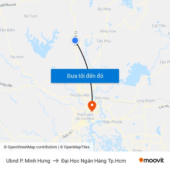 Ubnd P. Minh Hưng to Đại Học Ngân Hàng Tp.Hcm map