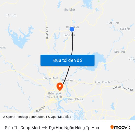 Siêu Thị Coop Mart to Đại Học Ngân Hàng Tp.Hcm map