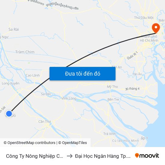 Công Ty Nông Nghiệp Cờ Đỏ to Đại Học Ngân Hàng Tp.Hcm map